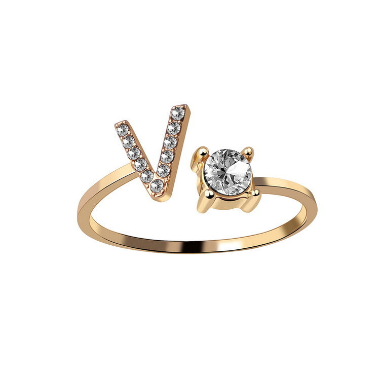 New Design Adjustable 26 Initial Letter Ring Fashion Jewelry For Women Simple Elegant Jewelry New Design Adjustable 26 Initial Letter Ring Fashion Jewelry For Women Simple Elegant Jewelry